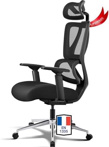 Chaise Ergonomique, Upgrade Chaise Bureau 150KG, Coussin à Ressor...