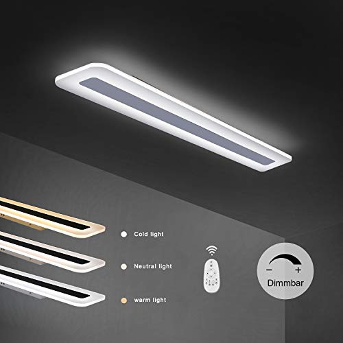 ZMH LED plafonnier dimmable 23W LED panneau lampe de bureau en métal et acrylique 60cm moderne lampe de salon blanc plafonnier plat avec télécommande pour bureau hall salon chambre cuisine balcon