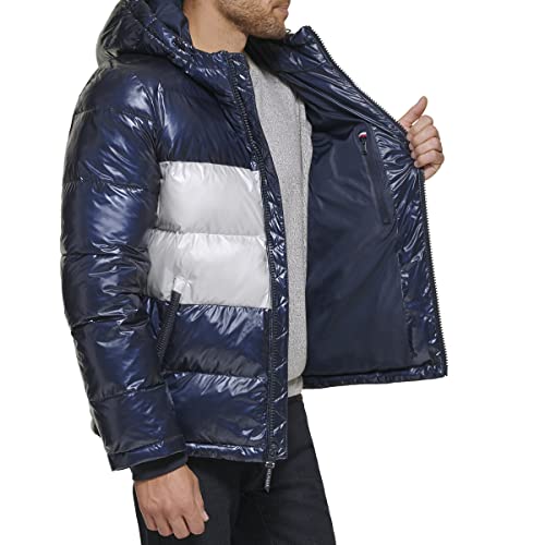 Tommy Hilfiger Herren Hooded Puffer Jacket (Standard and Big & Tall) Daunenalternativer Mantel, Tommy-Flagge, Perlglanz, Marineblau, XXL – Ansicht 4