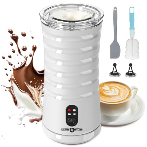 PARIS RHÔNE Milchaufschäumer Elektrischer, 4-in-1-Milchaufschäumer, Feeignet für Heißen und Kalten Milchschaum, Warme Milch, 240 ml Milchaufschäumer Induktion, Weiß
