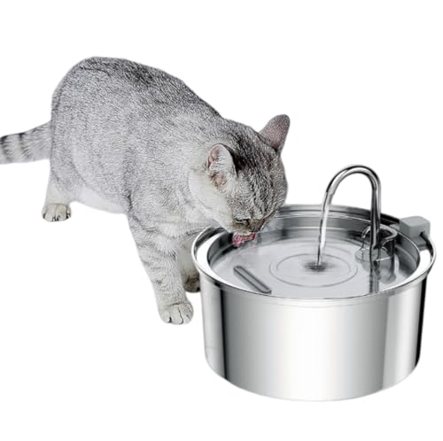 LPYROSE 自動給水器 猫・犬用 3.2L 大容量 静音 SUS304ステンレス製 コードレス お手入れ簡単 ペット用水飲み器 循環式 フィルター付き 飲水促進 健康サポート (丸型蛇口(窓なし))