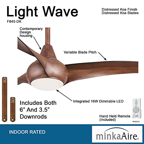 Minka Aire F845-DK Light Wave LED 44" Distressed Koa Low Profile Ceiling Fan with Light, Remote Control and 3.5 Inch Downrod thumbnail 2