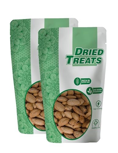 Image of Dried Treats Kagazi Badam 400 Grams (200 Grams X 2) - Thin Shell Almonds | Packed with Protein, Fiber, and Vitamins | Badam with Shell - Easy to Crack, Supports Brain Health and Boosts Energy - Great Snack Option for Office, School, or Fitness Enthusiasts