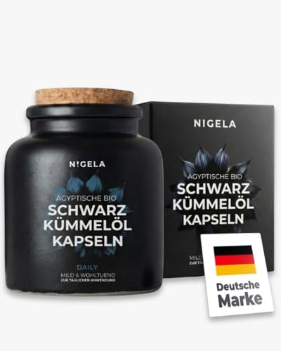 Nigela Schwarzkümmelöl Kapseln DAILY - Ägyptisches Schwarzkümmeloel ungefiltert - BIO Schwarzkümmel-Öl kaltgepresst - Premium Kümmelöl Kapsel für den täglichen Bedarf - Nigella Sativa Öl - 180 Stück