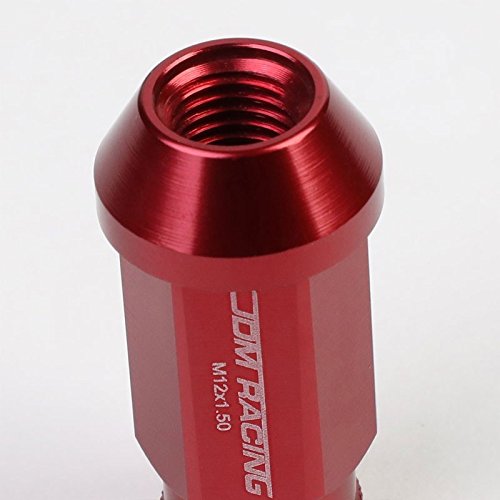 Red Aluminum M12 x 1.5 25MM Diameter/50MM Height Open End Acorn Tuner 20 Piece Lug Nuts