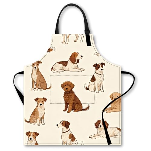 Image of Nuxovilar Polyester Cute Kitchen Apron with Pockets 26.7x30.7 Inches for Home Kitchen Baking Cooking Catering