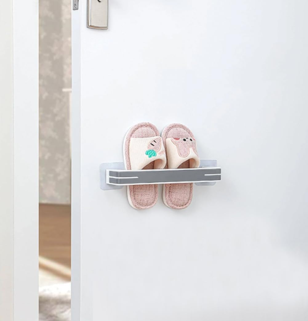 Wall Mounted Slipper Holder Rack | Self Adhesive Shoe Organizer for Bathroom & Bedroom | Space Saving Flip-Flop & Sandal Stand | No Drilling, Strong Adhesive (Cute Design) (Small)-image-44