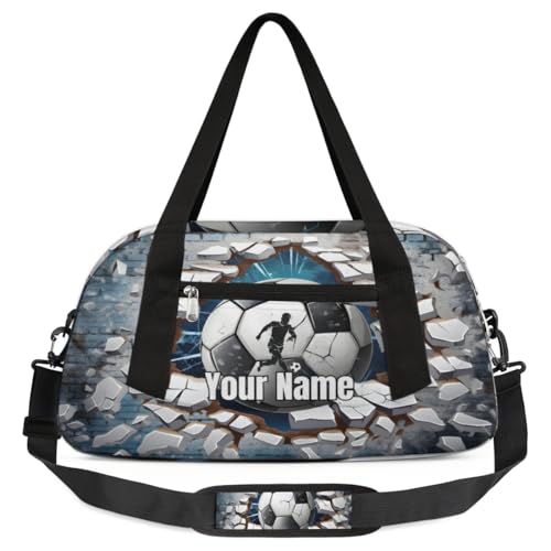 Soccer Wall Kids Duffel Overnight Bag Boys, Ball Waterproof Gym Sports Duffle Bag Teen Personalized Travel Gymnastic Weekender Bag Custom Carry on Toe Bag for Boys