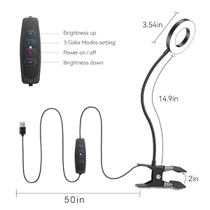 GARMESE LED Desk Lamp Clip on Light with 3 Color Modes 10 Brightness Ring/Clamp Light 360° Adjustable Neck Dimmable Eye Protection Desk Lamps for Home Office — photo 4 of 6