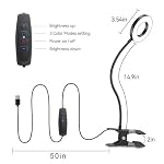 LED Desk Lamp Clip on Light with 3 Color Modes 10 Brightness Ring/Clamp Light 360° Adjustable Neck Dimmable Eye Protection Desk Lamps for Home Office - Image 4
