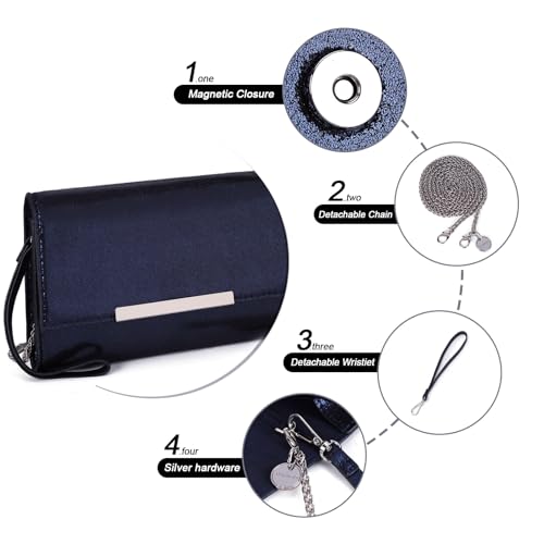 Image of AFKOMST Clutch Purses for Women Small Convertible Wristlet and Evening Bag | Vegan Leather, Fits 6.7-inch Phone /Passport, Versatile for Formal Events /Prom /Wedding /Cocktail /Night Out /Daily Use