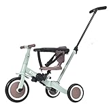 Luckystore新型 子供用三輪車 5in1 2-6歳子供用 自転車 オリジナル 押し棒付き 調整可能シート 安全バー付き キックボード 誕生日プレゼント お祝いギフト (ミント×ブラウン)