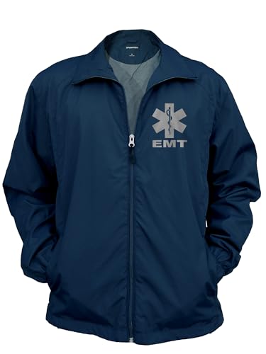 Smart People Clothing EMT zipped up windbreaker with Reflective decorations front and back