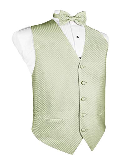 Men's Mint Grid Pattern Tuxedo Vest and Bow Tie