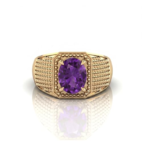 Bague améthyste naturelle 7 carats en plaqué or ajustable