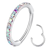 BLESSMYLOVE Piercing para nariz y pendientes de acero quirúrgico 316L con circonita cúbica transparente, para cartílago, caracola, daith, hélice, rook, tragus, lóbulo y piercing corporal ceñido – 20 g