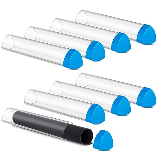 Hsei 8 Pcs Gaming Prism Playmat Tube 15 Inch Play Mat Poster Holder Tube Easy in and Out Playmat Case for Card Storage Toy Card Play Mat, Won't Roll Off Surfaces(Blue, Clear)