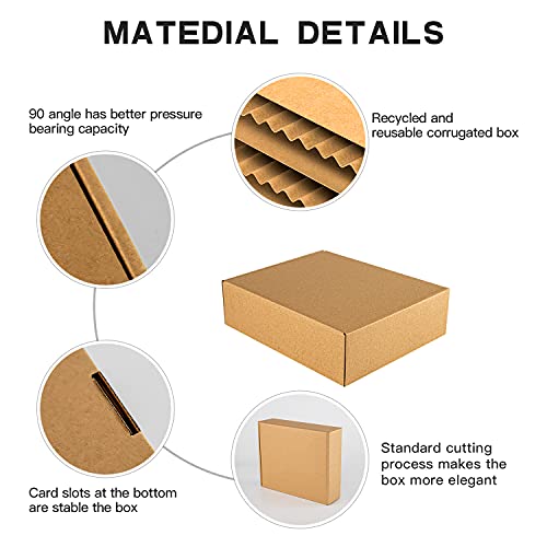 ICokin 11x9x3 Shipping Boxes Pack of 29, Brown Corrugated Cardboard Mailer Box, Literature Mailer for Small Business With 29 Pcs Free Lable (Brown)