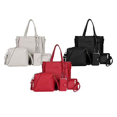 menolana Bolsas de Couro PU de Quatro Peças com 3 Unidades, Bolsa Bolsa de Ombro