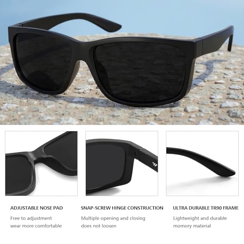 Image of WISTON XXL Z87 Sunglasses for Men Women Fit Big Head Sunglasses UV400 Protection TR90 Frame Wide Square Sun GlassesZ8242