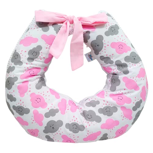 Capa De Almofada Para Amamentação Bebê Nuvem Rosa