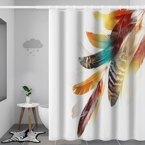Rideau de douche oiseau en polyester lavable 180x200 cm avec 12 crochets