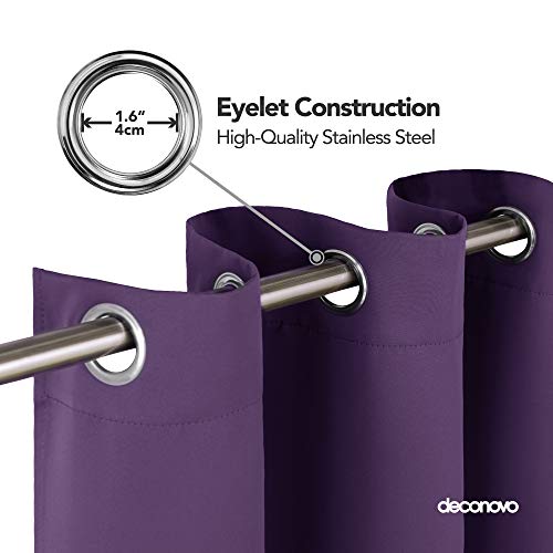 Image of Deconovo Super Soft Thermal Insulated Ring Top Blackout Curtains Bedroom Curtains for Kids 46 x 90 Inch Purple Grape Two Panels
