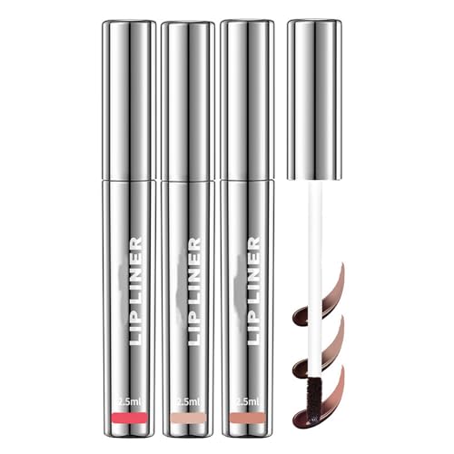 3 Colors Lip Liner Stain Peel Off - Lip Liner Stain with Matte Finish - Long Lasting,Waterproof Nude Lip Stain - Highly Pigmented Lipstick Makeup for Women Girls(Rose Pink,Neutral Mauve,Brown)