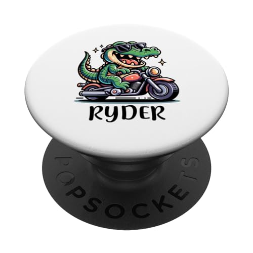 Ryder Fun Alligator Motif moto pour garçon Nom Ryder PopSockets PopGrip Adhésif