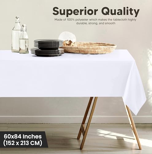 Utopia Kitchen Rectangle Tablecloth 152x213 cm - (Pack of 2) White Table Cover Machine Washable Table Cloth Perfect for Parties, Weddings and Festivals (60x84 inches) - Image 4