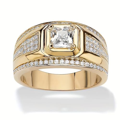 Gold Plated Cubic Zirconia Fashionable Luxury Engagement Rings Wedding Bridal Band Promise Rings Evening Parties Anniversary Valentine's Day Gifts Eternity Bands for Women2