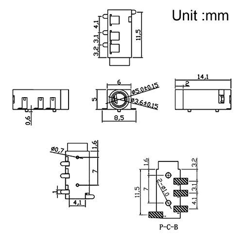 Conector Jack Audio 3.5 mm PCB Macho 4 Pines 15 unidades miniatura 4