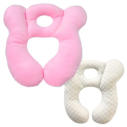 Image of Baby Travel Pillow, Infant Kid's Cushion Soft and Skin Friendly for Car Seat, Pushchair and Stroller (Plush Pink)