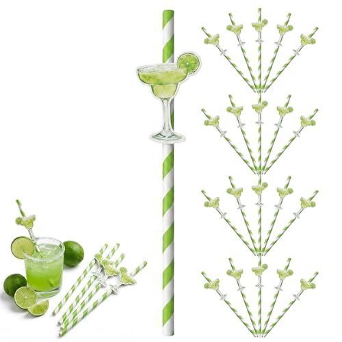 20Pcs Margarita Themed Paper Straws, Bachelorette Party Decorations, Mexican Fiesta Bridal Shower Supplies, Eco-Friendly Disposable Straws