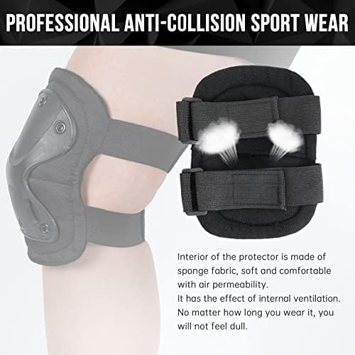 BAIGIO Protective Gear Set Adults Teens Kids 4 in 1 Knee Elbow Pads for Mountain Climbing (Black) (Black)