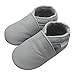 Basrakids Leather Baby Shoes Boys Girls Moccasins Infant Toddler Slippers Soft Sole Anti-Slip Baby Walking Crib Shoes Light Grey (M,6-12months)