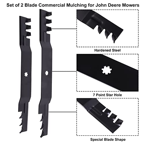 ELITEWILL GX22151 GY20850 2pcs Lawn Mower Mulching Blades Fit for John Deere 42\'\' D100, D110, D120, D130, Z225, Z235, D125 Replaces OEM # AM141033 AM131033 AM137333