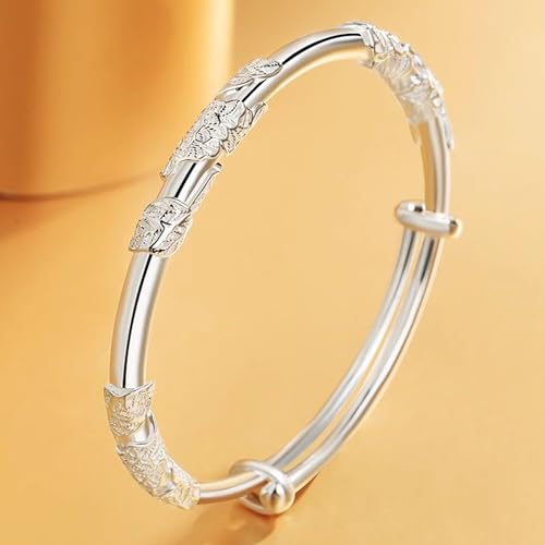 Solid 925 Sterling Silver Bracelets for Women Simple Adjustable Bangle Bracelet2