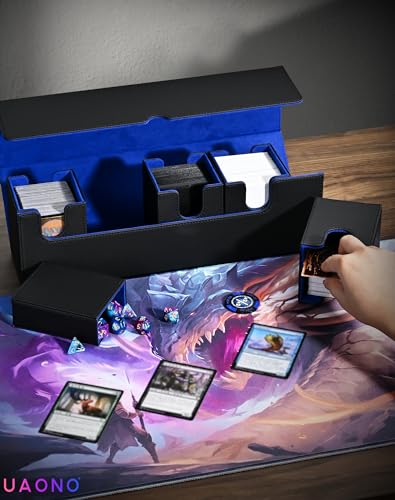 UAONO Card Storage Box with Dice Tray for MTG Yugioh 5 in 1 Card Deck Case Holds 900+ Unsleeved Cards - Image 2