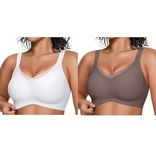 Wireless Bras Supportive Bra, V Mesh Comfort Bralette Seamless with Light Lift Supportive