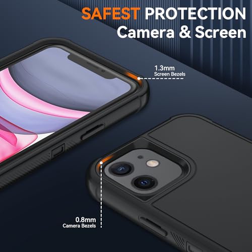 Image of SunStory Compatible with iPhone 11 Case with HD Screen Protector, 3-Layer Heavy Duty Full-Body Cover,3 in 1 Hybrid Protective Case for iPhone 11 6.1 inch,Black