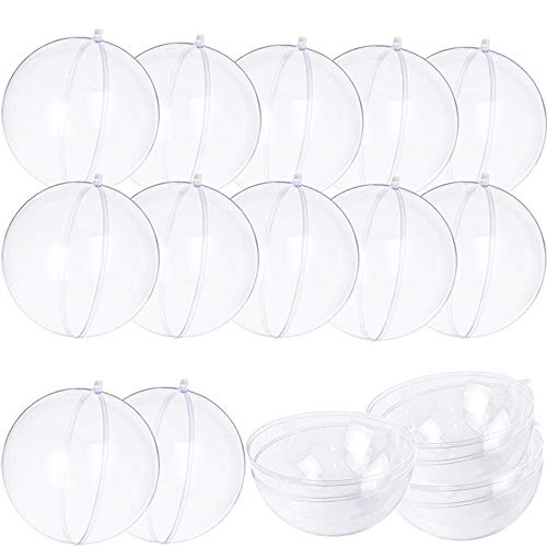 Guuozzli 15 Pack Clear Fillable Ornaments Ball Clear Plastic Fillable Ball Ornament,100mm Transparent Ball for New Years Present Holiday Wedding Party Home Decor