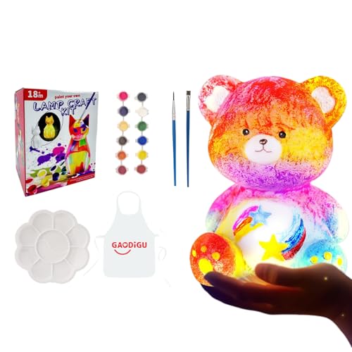 Pinta tu kit de luces nocturnas para figuras de animales, kit de pintura artesanal para animales para niñas | Creativo juego de pintura de luz nocturna modelo oso,Kit de pintura de artig