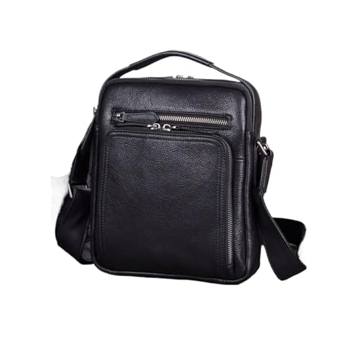 Mens Genuine Leather Shoulder Bags Casual Daypacks Waist Packs Messenger Bags Crossbody Bags Travel Bags(Black)