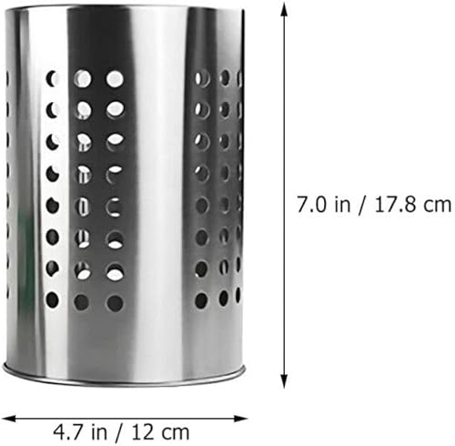 Miniatura 2 de Soporte para cubiertos de acero inoxidable con diseño autodrenante, organizador de utensilios de escritorio para palillos, cucharas y tenedores y