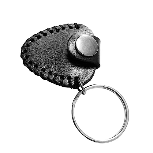 Kisangel Portable Guitar Plectrum Bag Keychain Accessory Guitar Pick Storage Case Cowhide Small Lightweight