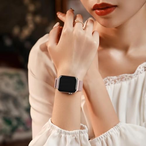 Image of Meliya Metal Straps Compatible for Apple Watch Strap 38mm 40mm 41mm 42mm 44mm 45mm 46mm 49mm Women Men, Adjustable Mesh Loop Magnetic Milanese Band for iWatch Series 10 9 8 7 6 5 4 3 2 1 SE