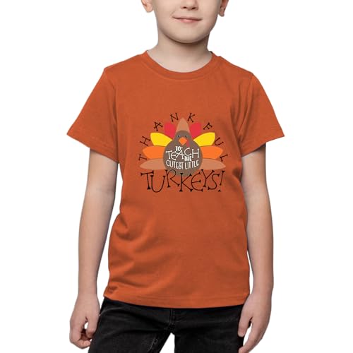 Thanksgiving Shirt Boys Girls Cute Turkey Graphic T-Shirt Kids Gobble Shirts Thankful Grateful Tops2