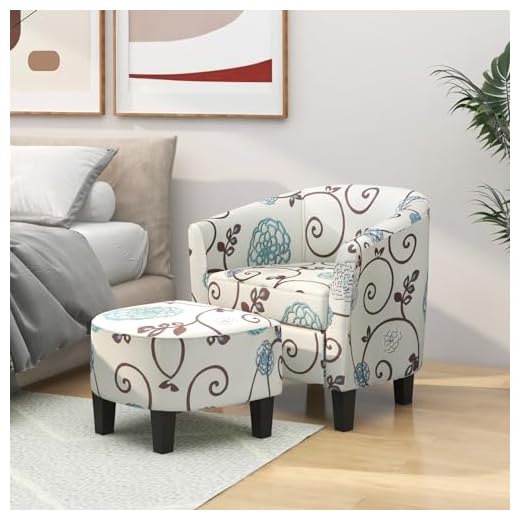 S AFSTAR Safstar Mordern Accent Chair with Ottoman, Upholstered Arm Chair with Footstool, Single Sofa Chair w/Foot Rest, Comfy Leisure Armchair for Living Room Bedroom Small Spaces Apartment Office