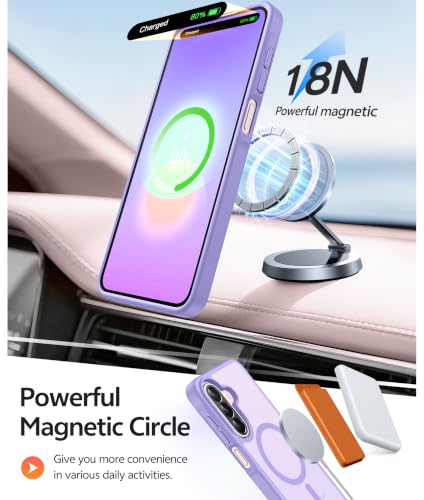 Image of FNTCASE for Galaxy A27 5G Phone Case: for Samsung A27 Cases [Fit for Magsafe] [Screen Protector] Military Grade Drop Protection, Translucent Matte Back, Slim Shockproof Protective Cover - Light Purple